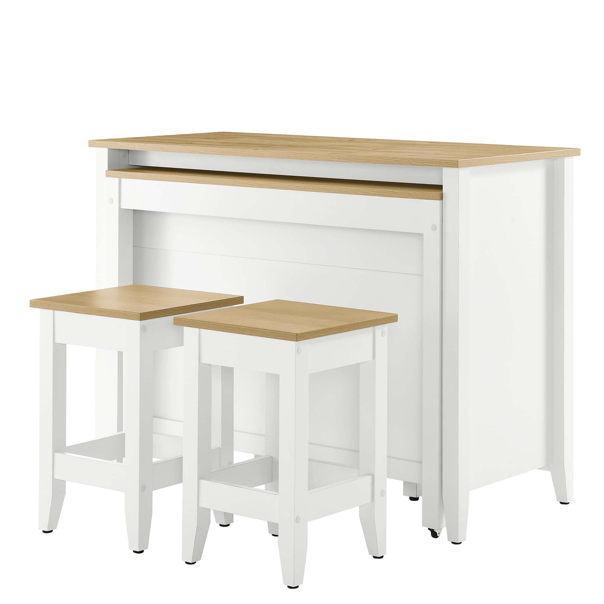 Alt View 6. Modway - Farmstead 3-Piece Kitchen Island and Stool Set by Modway - Oak White.