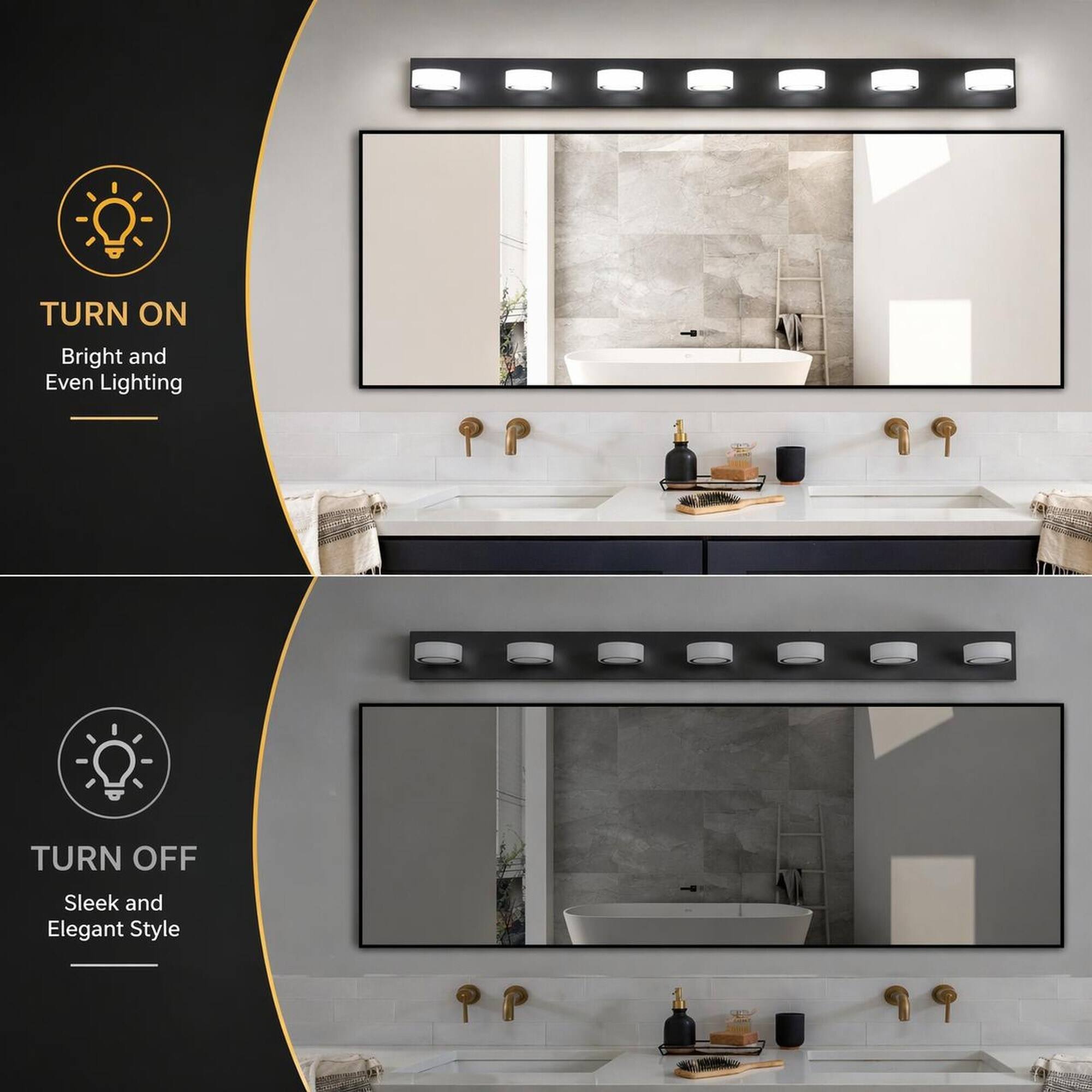 TURN ON  
Bright and Even Lighting

TURN OFF  
Sleek and Elegant Style