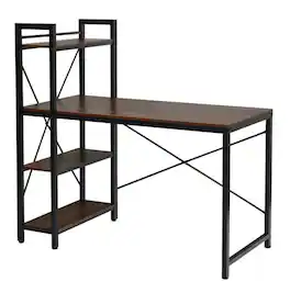 Ecooso - 47.5" Computer Writing Desk with 4-Tier Shelves, Study Table for Home Office - Rustic brown