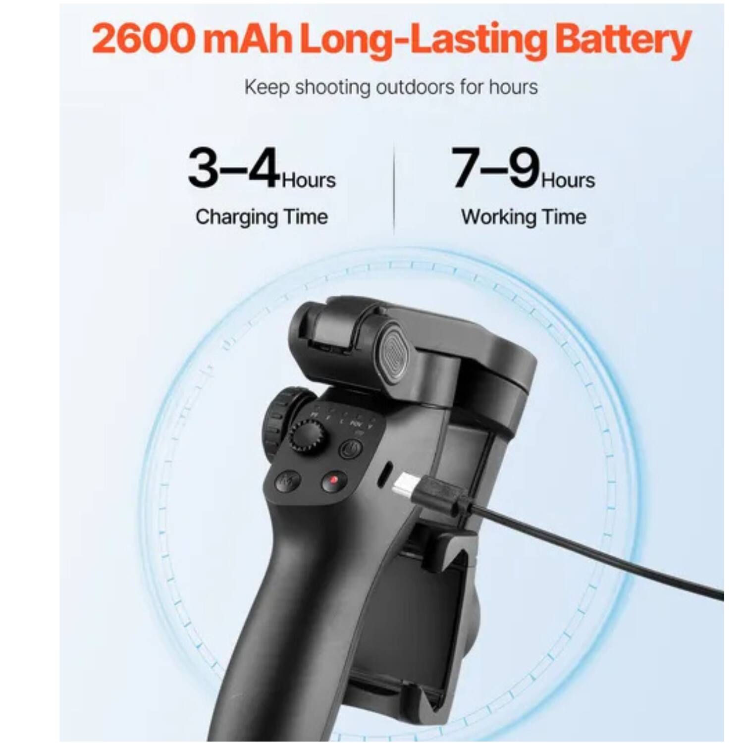 Left. Stock Preferred - 3-Axis Gimbal Stabilizer for Smartphone - Black.