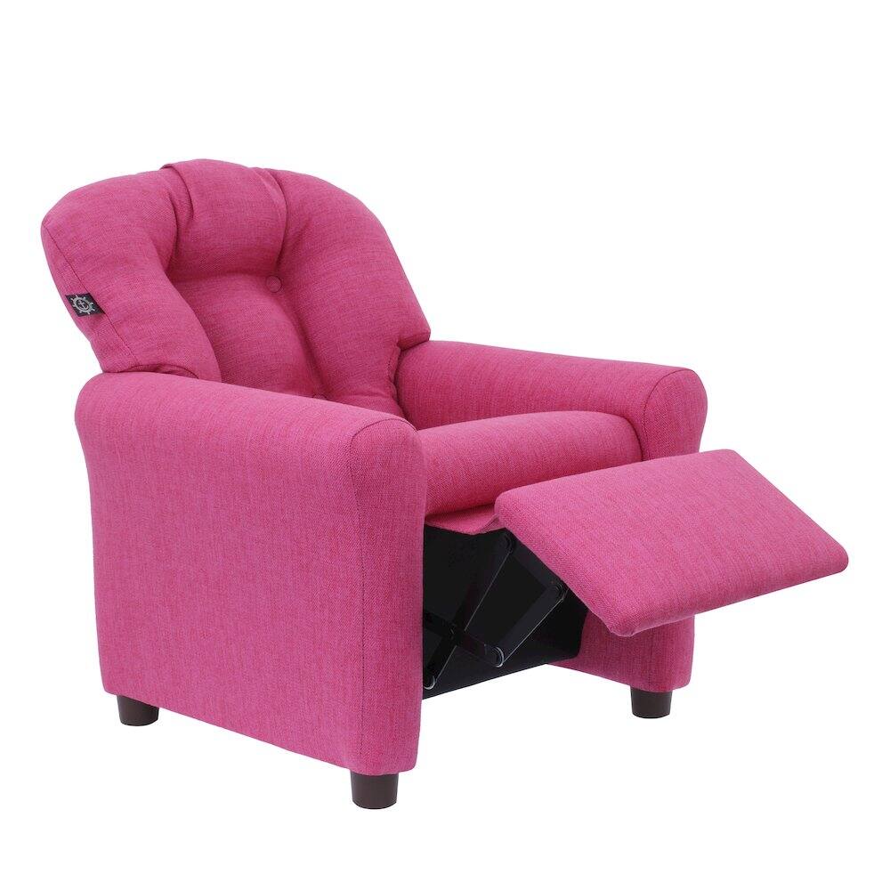 Left. Crew - Traditional Kids Recliner Chair - Magenta.