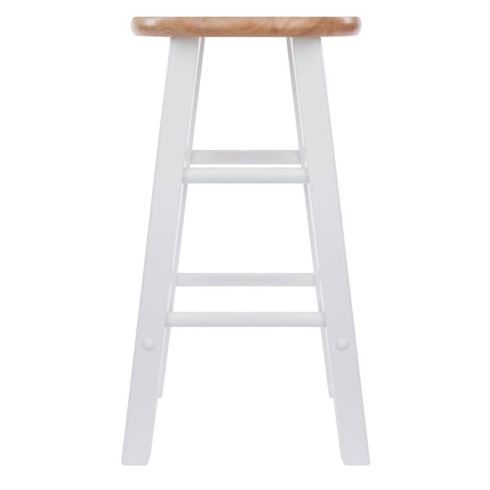 Back. FurniFact - Natural & White Solid Wood Kitchen Stools Set of 2 - Natural / White.