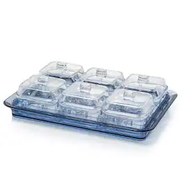 Jay Import - Indigo Blue Acrylic Tray & Clear Dishes with Lids