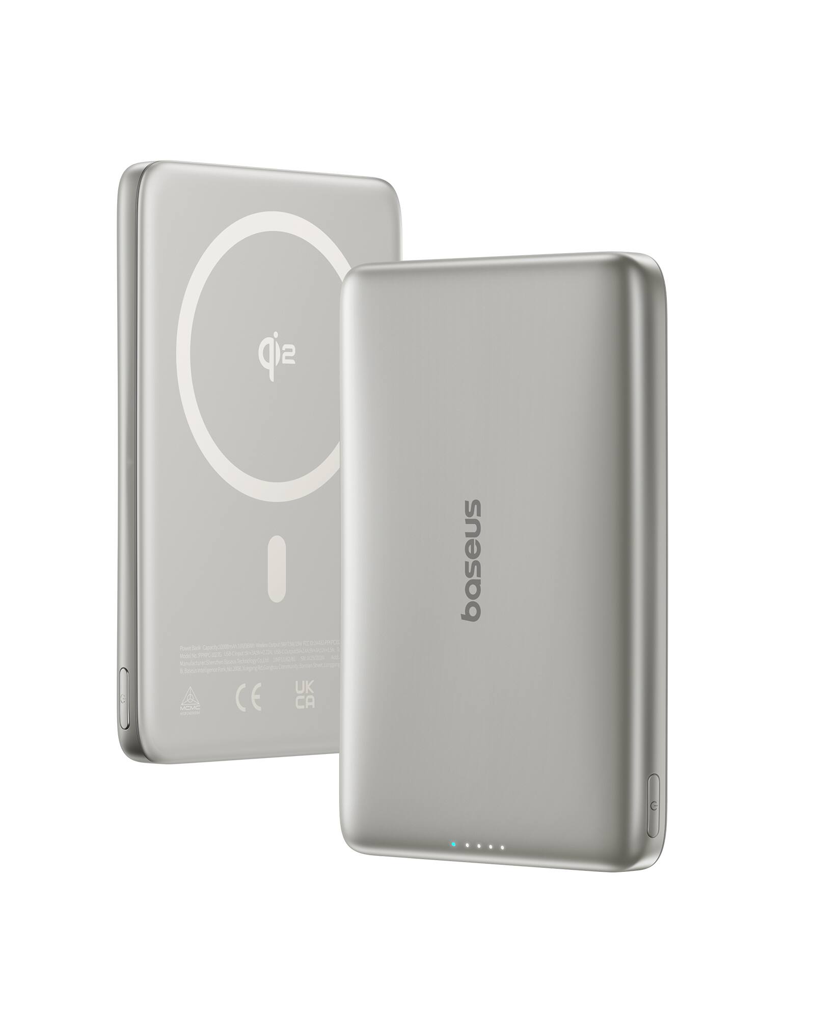 The text on the image reads:

"baseus

CE UK CA

Made in China

Model: BP20000

Input: 100-240V~50/60Hz 0.5A

Output: 5V/2A, 9V/2A, 12V/1.5A, 15V/1A

Made in China

Model: BP20000

Input: 100-240V~50/60Hz 0.5A

Output: 5V/2A, 9V/2A, 12V/1.5A, 15V/1A"