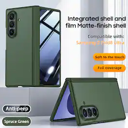 Dteck - Matte Shockproof Case for Samsung Galaxy Z Fold8 Ultra, Slim Hard PC Protective Cover with Screen Film and Hinge Defense - Green(Privacy Screen)