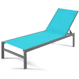 Costway - Patio 6-Position Lounge Chair Chaise Aluminium Adjust Recliner - Turquoise