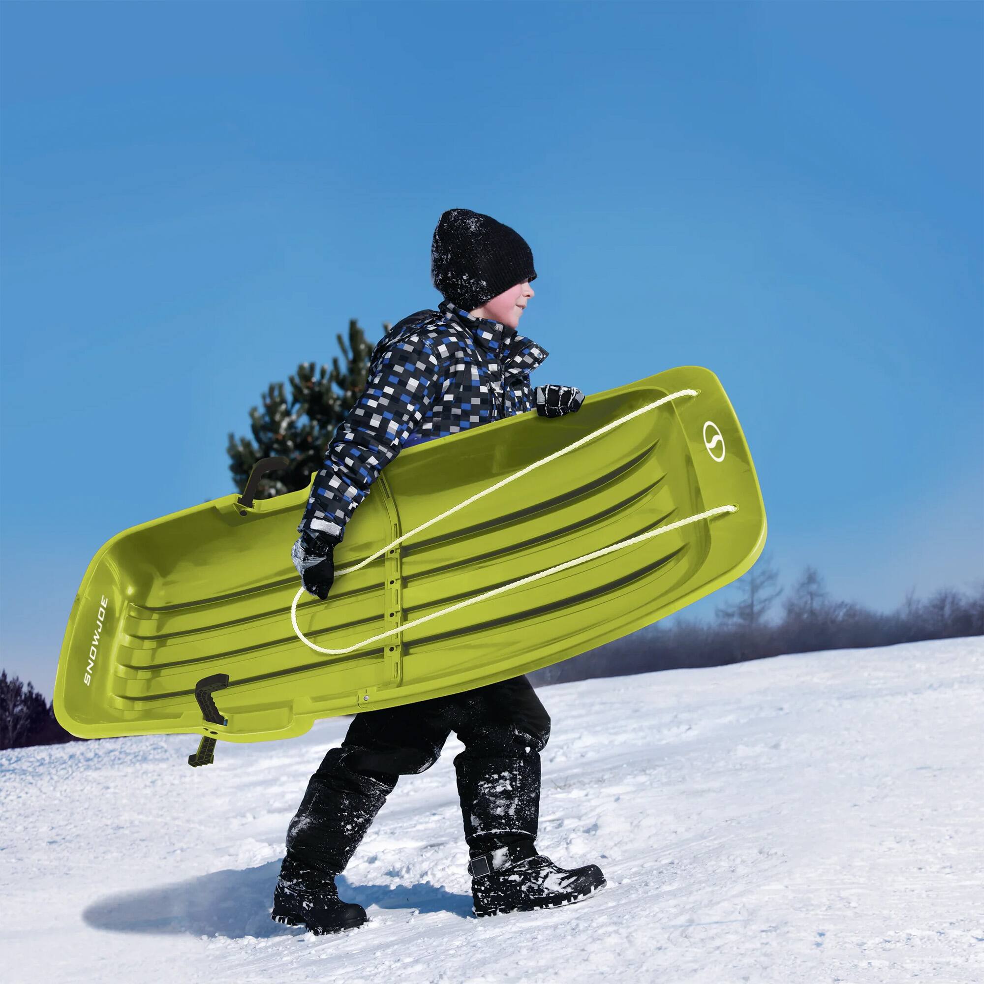 Alt View 7. Snow Joe - Snow Joe Plastic Snow Sled, 48” Sledding Toboggan Board w/ Handles, SJ-SLD48-GRN - Green.