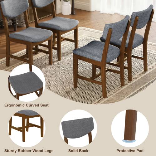 Ergonomic Curved Seat  
Sturdy Rubber Wood Legs  
Solid Back  
Protective Pad