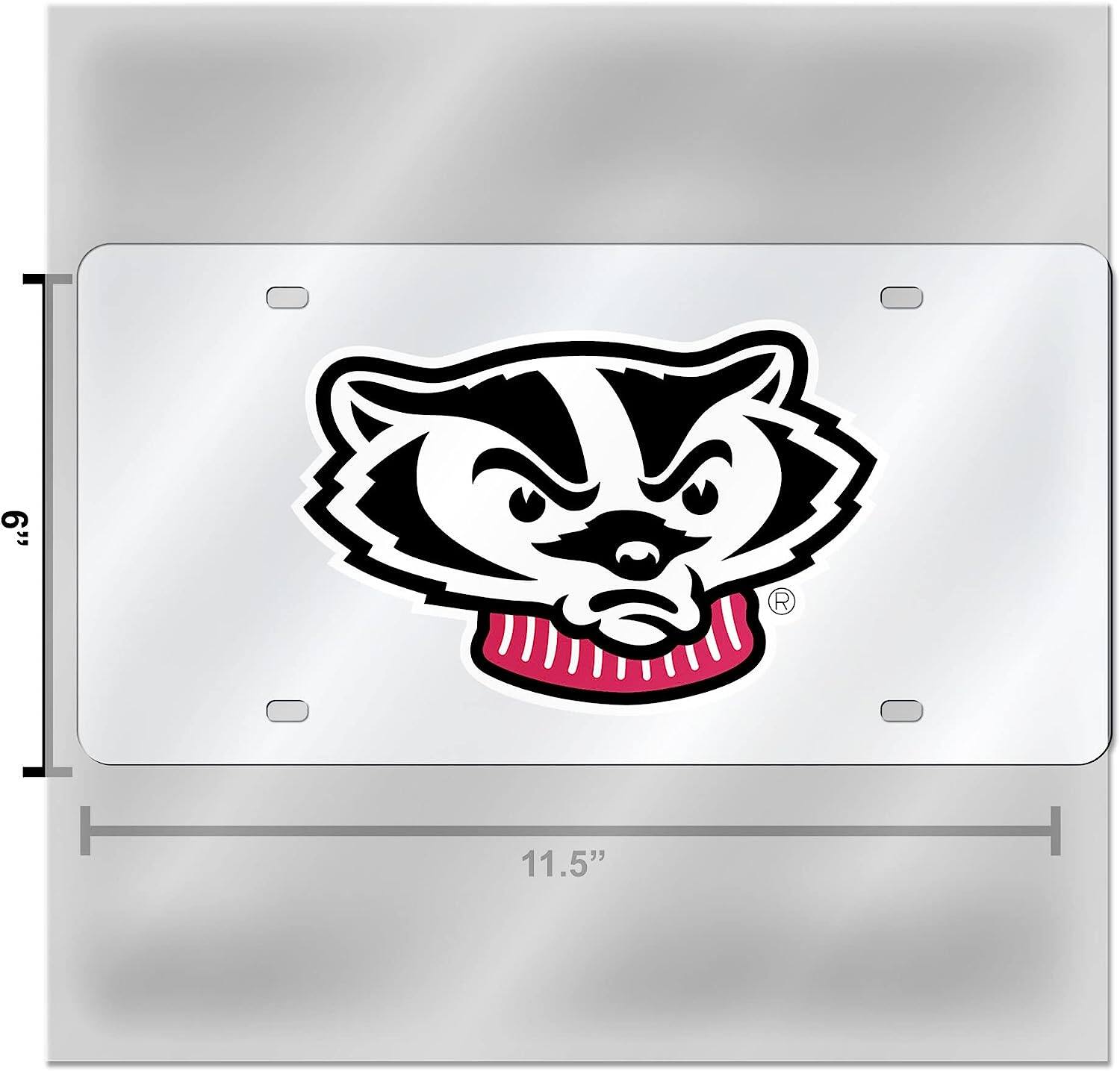 Alt View 3. Rico Industries - Wisconsin Badgers Mirrored Laser Cut License Plate Laser Auto Tag - Multi.