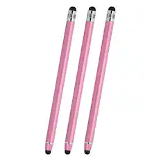 Front. Unique Bargains - 3pcs Stylus Pens for Touch Screens, 2 in 1 High Sensitivity Universal Pen Capacitive Stylus for Phone Tablets Laptop - Pink.