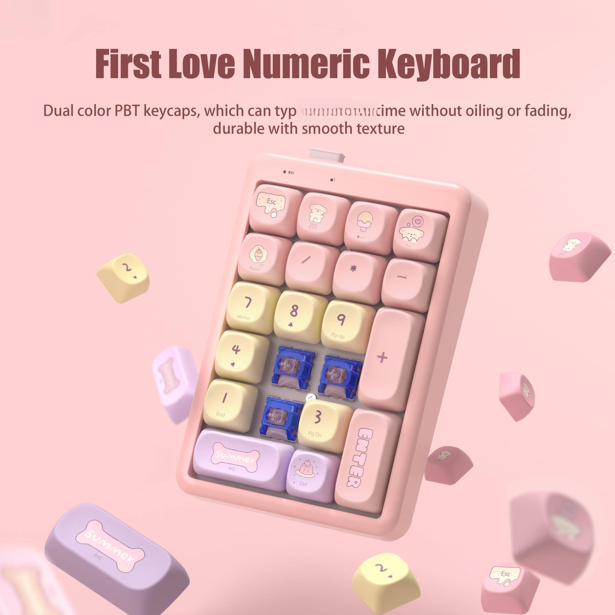First Love Numeric Keyboard

Dual color PBT keycaps, which can type without oiling or fading, durable with smooth texture

2 Num 7 8 9 Po Up + I Fnd 3 F Oe summer 1 FF Del summer anl 2 Esc
