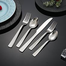 Alt View 4. KOOMADE - KOOMADE Flatware Empire20/ 40/45Pcs Stainless Steel Textured Finish Dishwasher Safe Includes Salad Fork Knife Spoon - 20PCS.