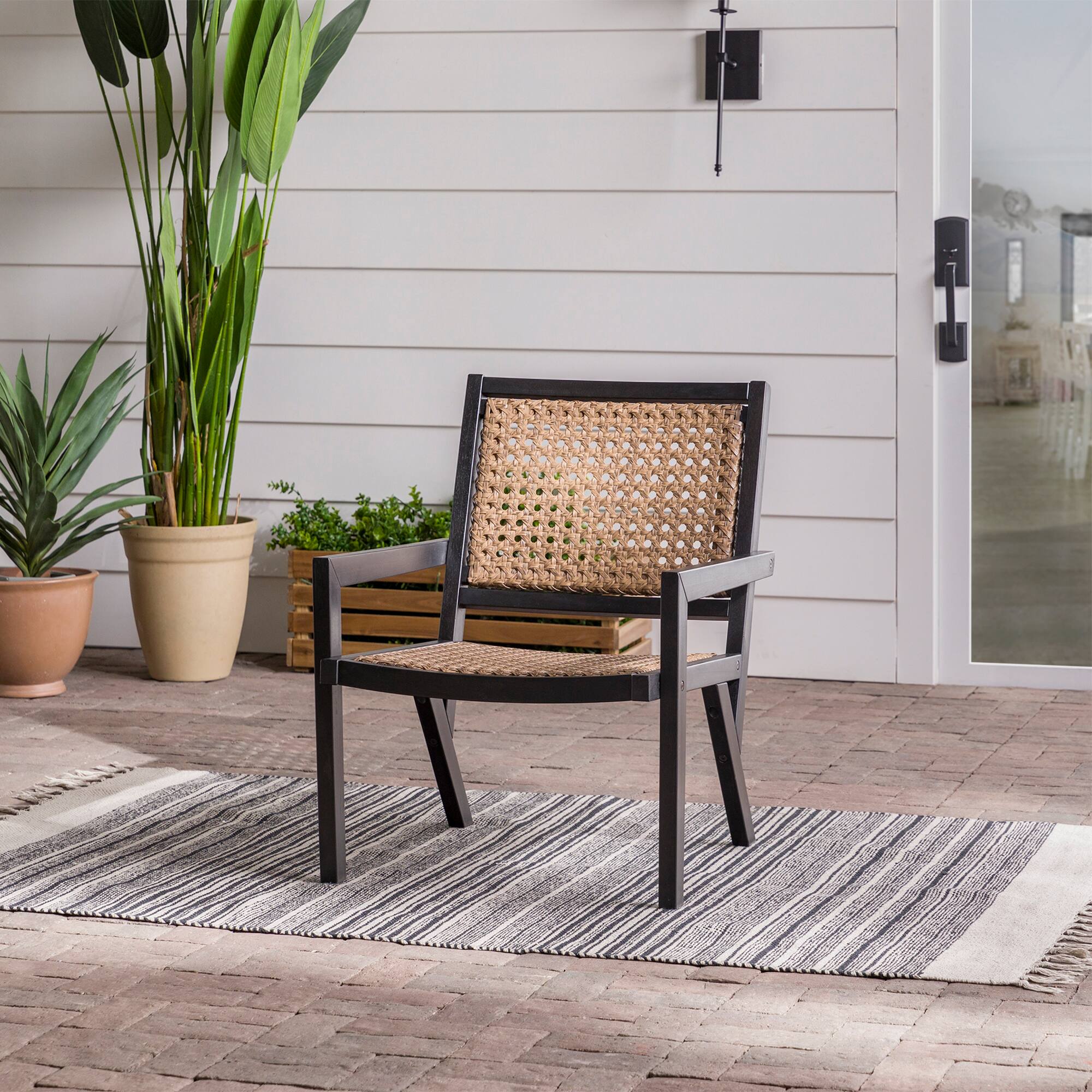 Alt View 38. Walker Edison - Boho Solid Wood Outdoor Accent Chair - Black Wash.