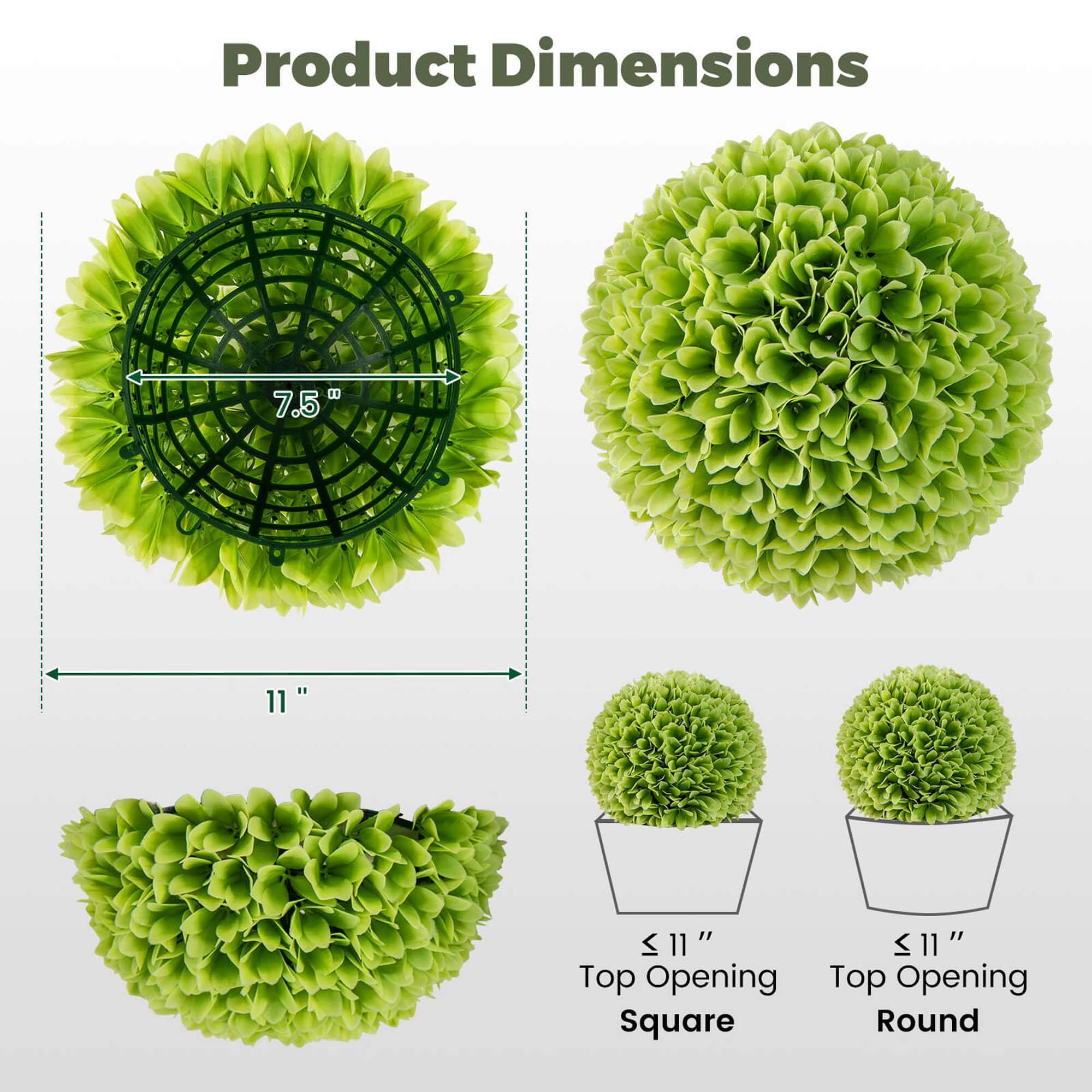 Product Dimensions  
7.5" x 11"  
≤ 11" Top Opening  
Square  
Round
