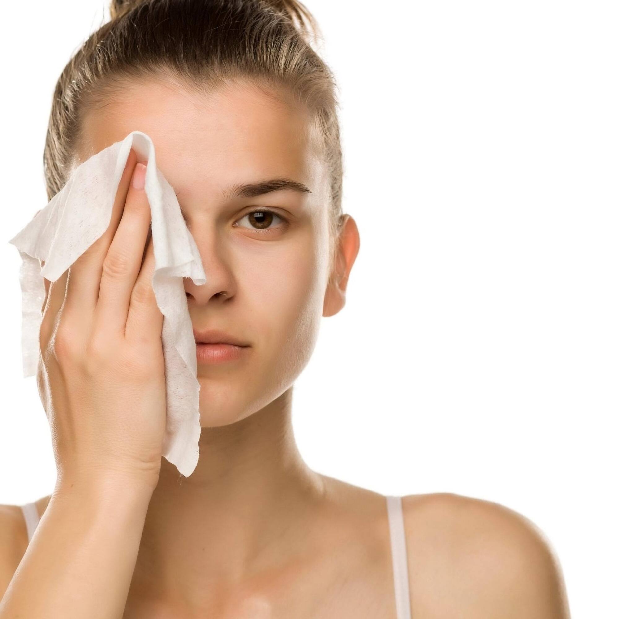 Left. Pursonic - Makeup Remover Cleansing Towelettes – Individually Wrapped, Travel-Friendly, Safe for Face, Lips & Eyes - Blue.