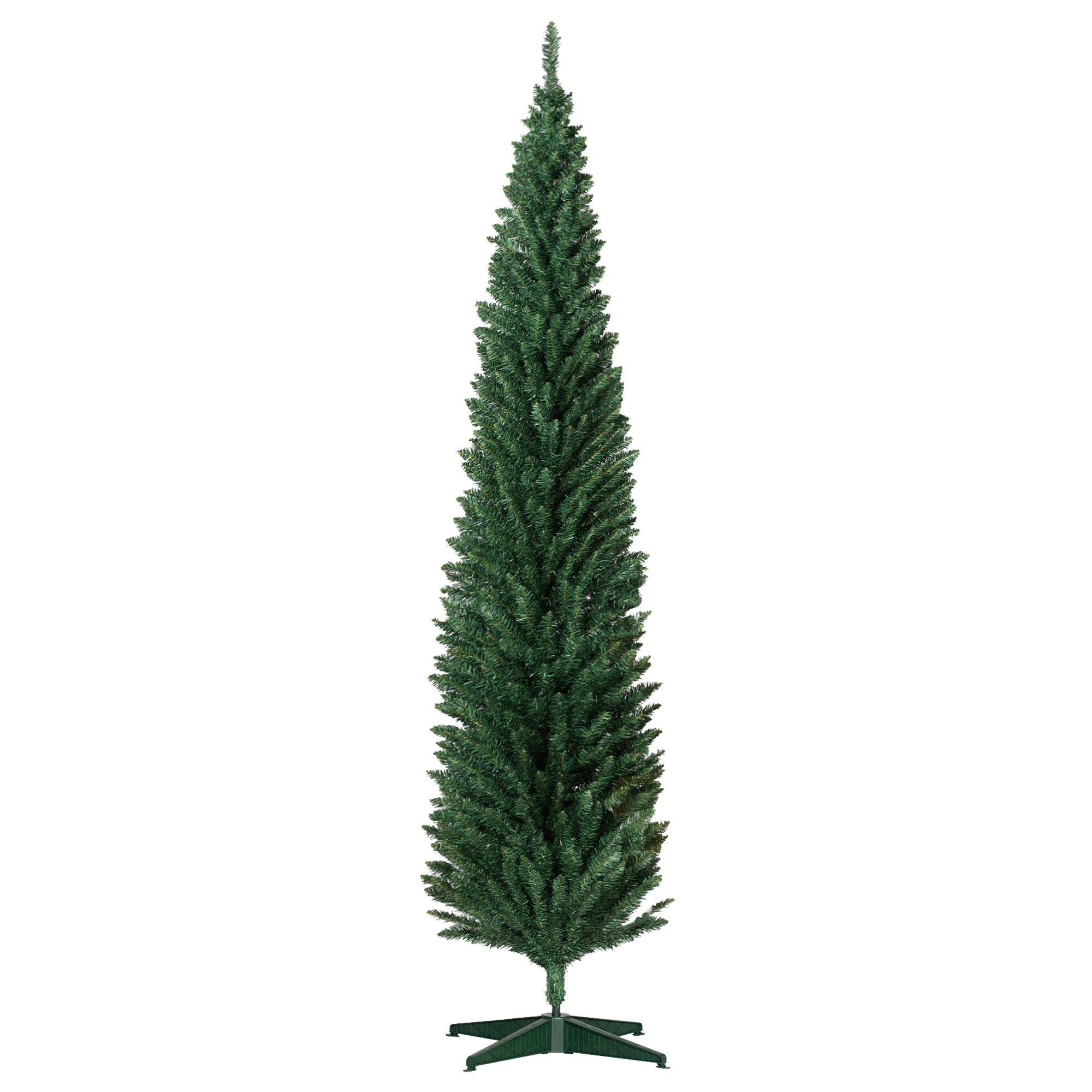 Front. Homcom - Unlit Pencil Artificial Christmas Tree with Realistic Branches and 618 Tips - green.