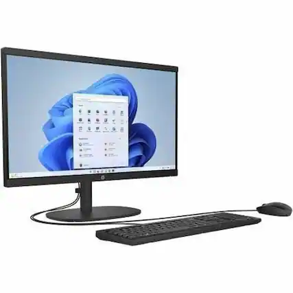 Front. HP - HP 22-dg0340 All-in-One Computer - Intel N-Series N200 - 8 GB - 512 GB SSD - 21.5" Full HD - Desktop - Jet Black (B9KP5A - Jet Black.