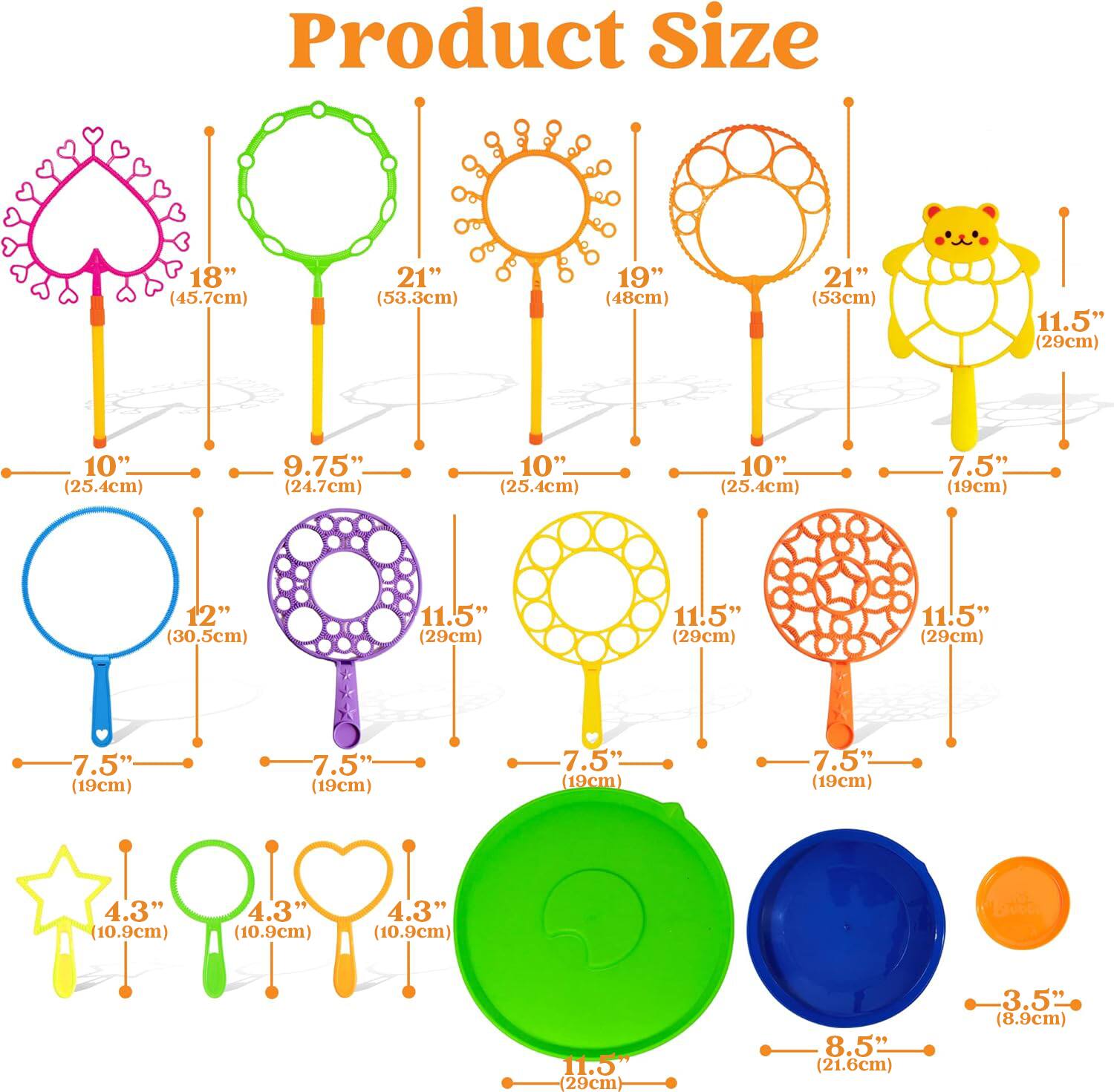 Product Size

- 18" (45.7cm)
- 21" (53.3cm)
- 19" (48cm)
- 21" (53cm)
- 11.5" (29cm)
- 10" (25.4cm)
- 9.75" (24.7cm)
- 10" (25.4cm)
- 10" (25.4cm)
- 7.5" (19cm)
- 12" (30.5cm)
- 11.5" (29cm)
- 11.5" (29cm)
- 11.5" (29cm)
- 7.5" (19cm)
- 7.5" (19cm)
- 7.5" (19cm)
- 7.5" (19cm)
- 4.3" (10.9cm)
- 4.3" (10.9cm)
- 4.3" (10.9cm)
- 11.