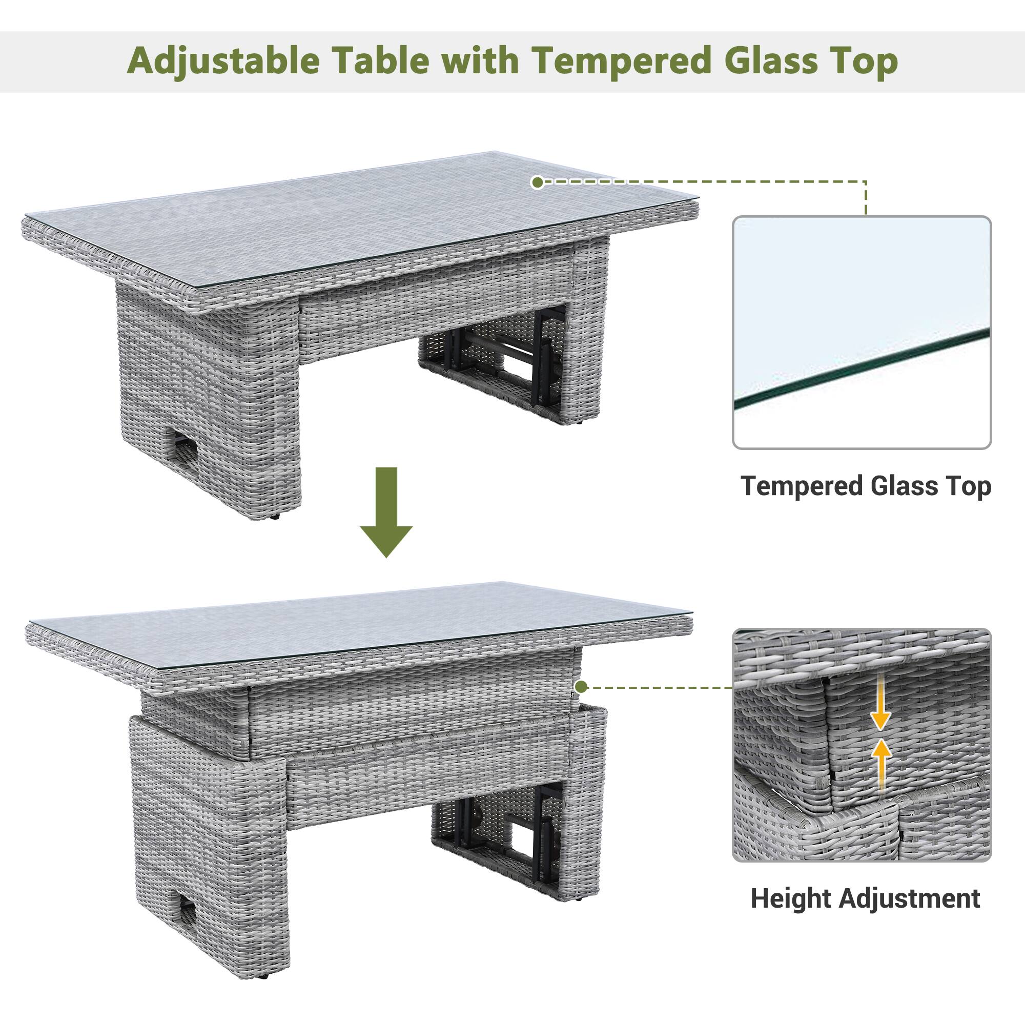 Adjustable Table with Tempered Glass Top

- Tempered Glass Top
- Height Adjustment