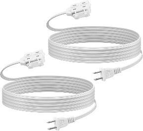 Front. BN-LINK - BN-LINK 9 ft 3-Outlet Indoor Extension Cord 16/2 SPT-2, 2-Pack White, 2-Prong Polarized, for Home, Office, Holiday - White.