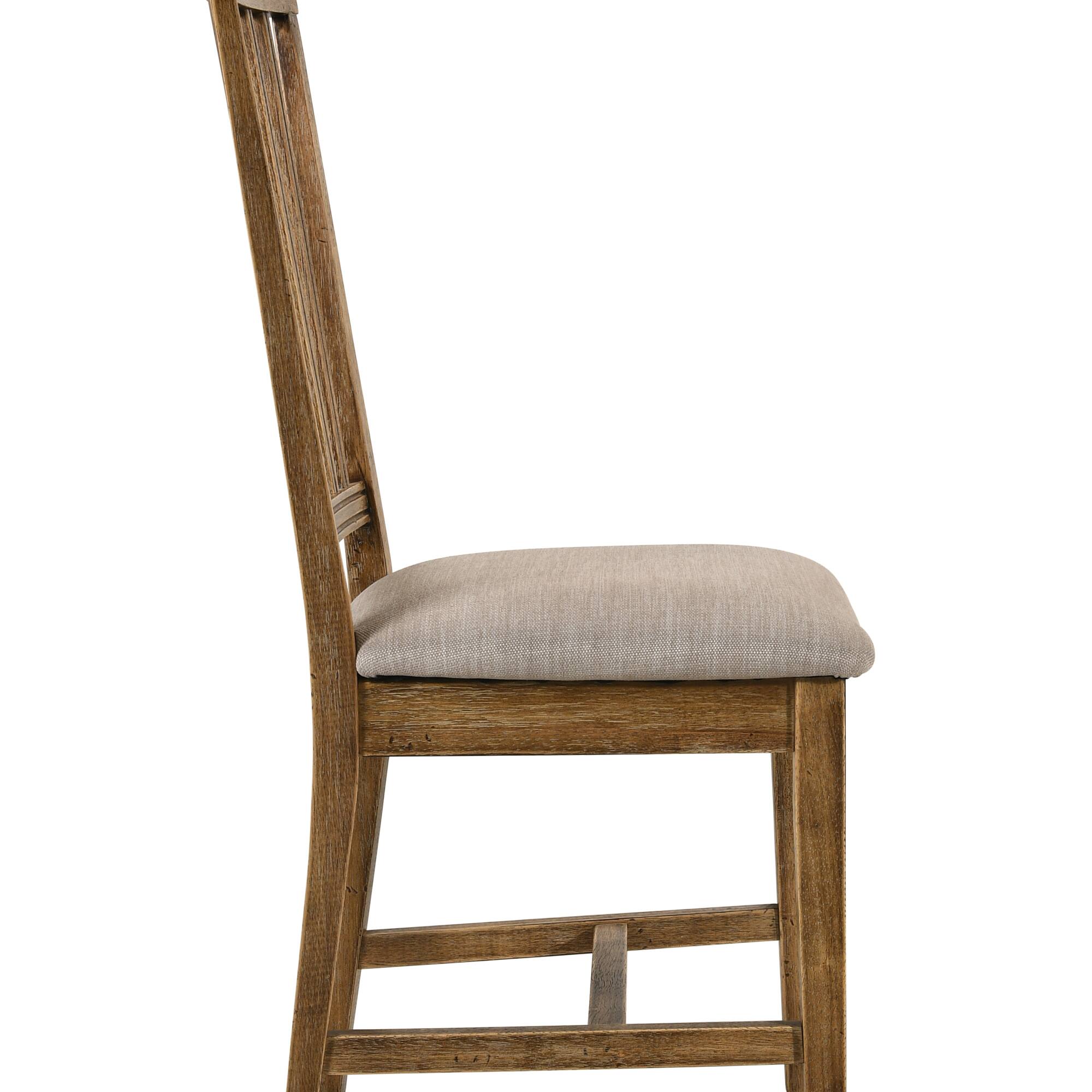 Angle. GOODSILO - Elegant High Back Dining Chair with Tan Linen Upholstery and Weathered Oak Finish, Set of 2 - Oak+Tan.