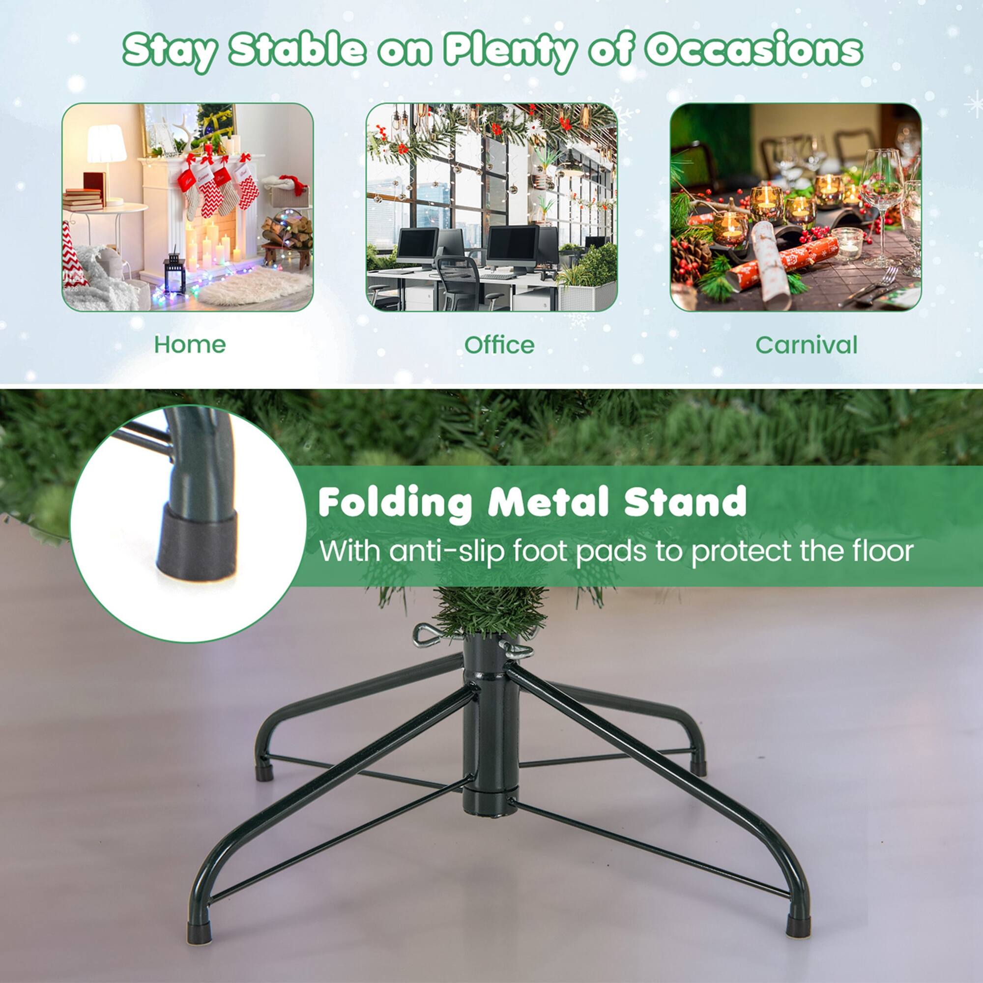 Stay Stable on Plenty of Occasions: Home, Office, Carnival, Folding Metal Stand with anti-slip foot pads to protect the floor.