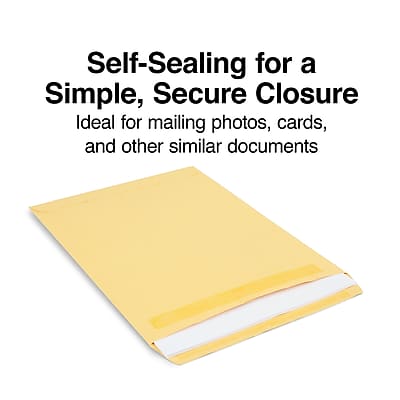 Self-Sealing for a Simple, Secure Closure  
Ideal for mailing photos, cards, and other similar documents