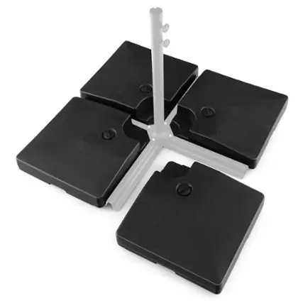 Front. Costway - 4pcs Fillable Patio Offset Cantilever Umbrella Base Stand Heavy-Duty Square - Black.