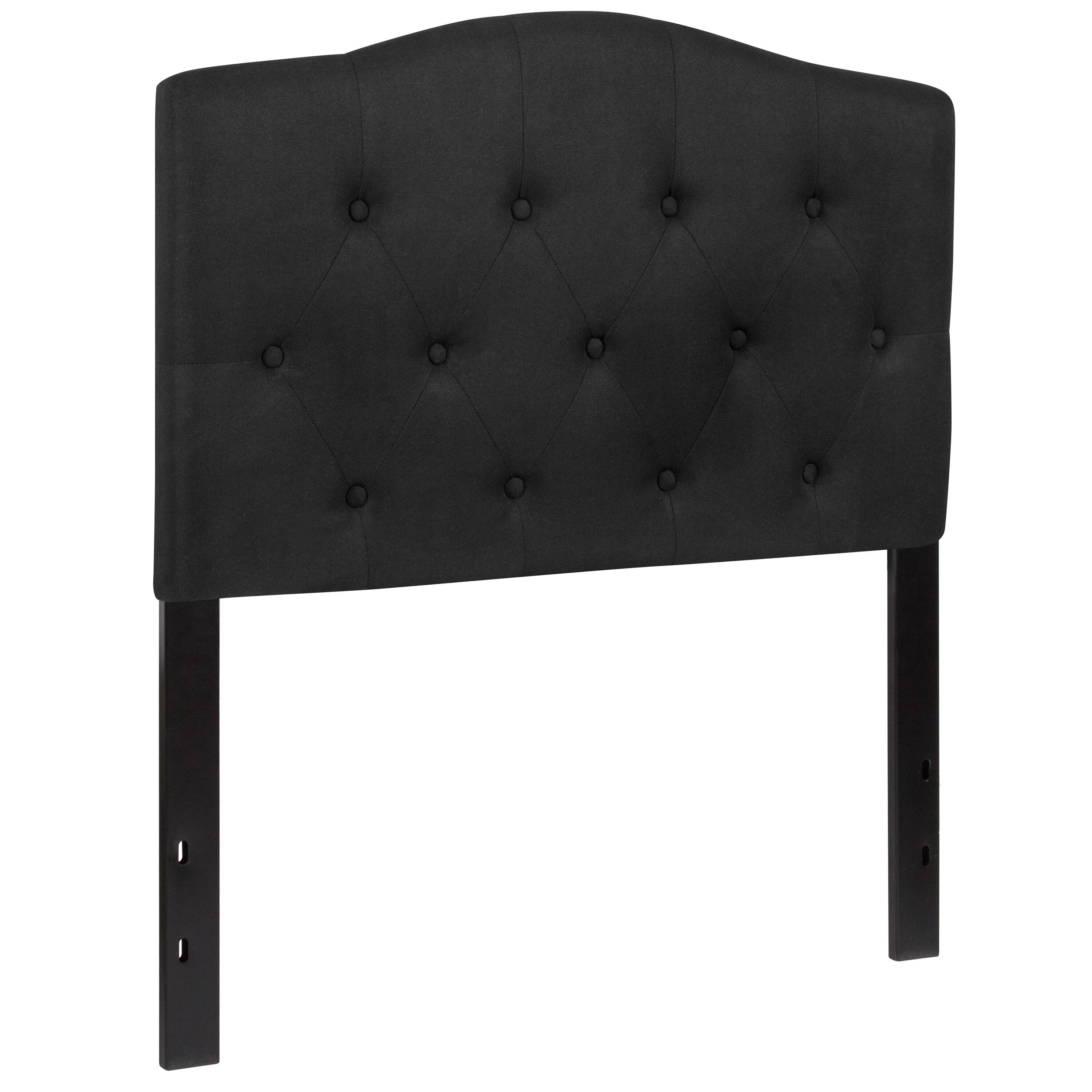 Alt View 1. Emma + Oliver - Arched Button Tufted Upholstered Headboard - Black.