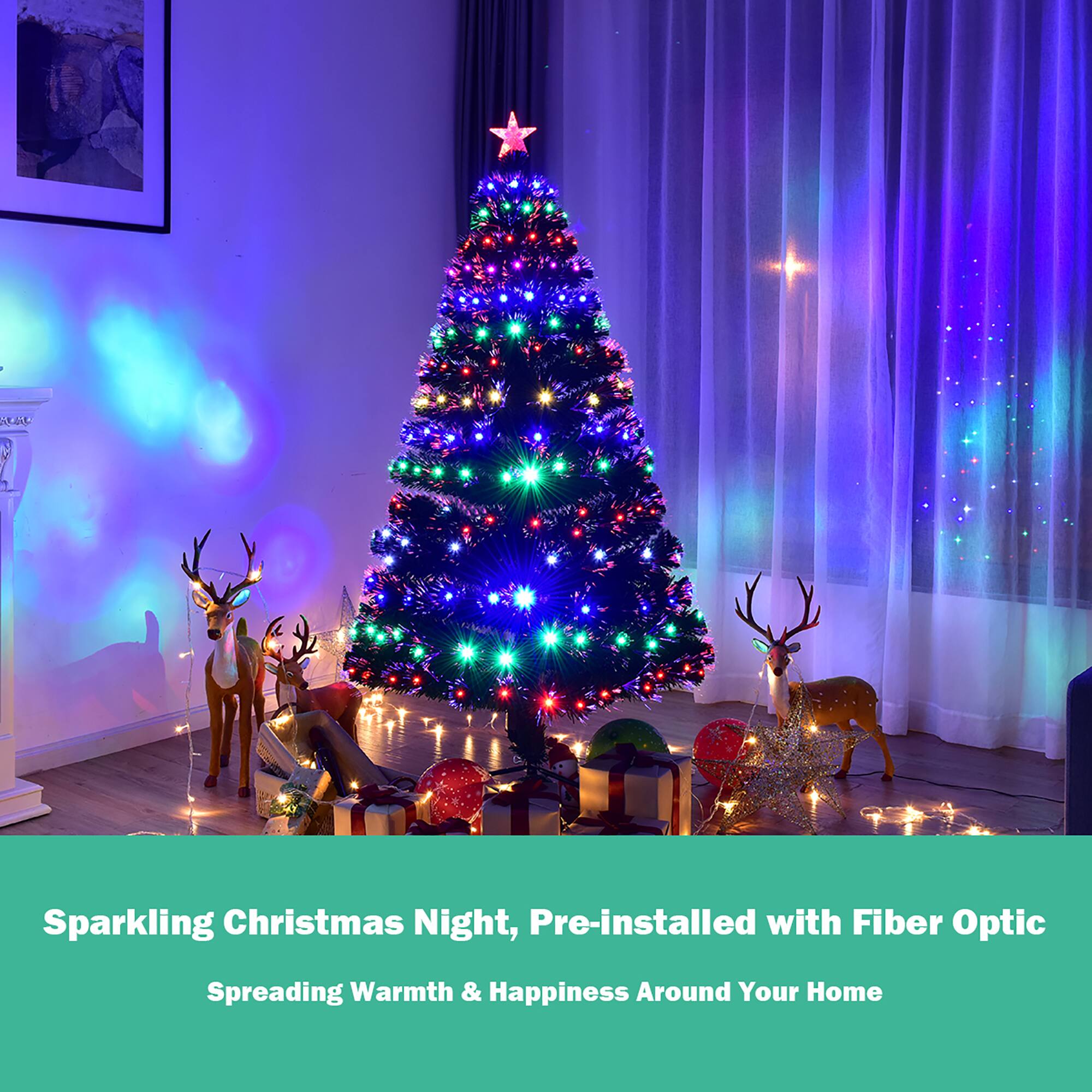 Sparkling Christmas Night, Pre-installed with Fiber Optic Spreading Warmth & Happiness Around Your Home