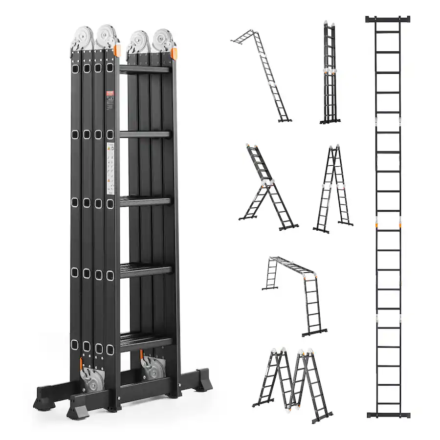 Which Ladder VEVOR Multi Purpose Folding Ladder, 7 in 1 Tall Extension Step Ladder ...