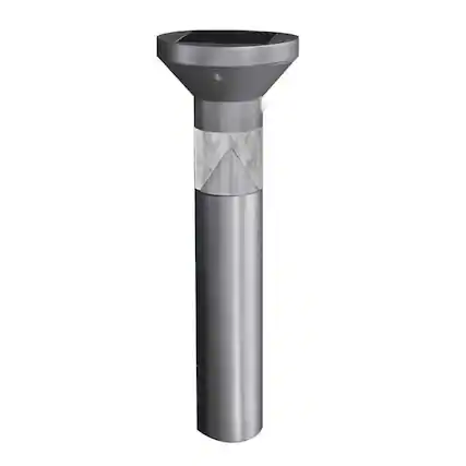 Front. FEIT ELECTRIC - Feit OneSync Brushed Nickel Solar Powered 40 W LED Bollard Light 1 pk.