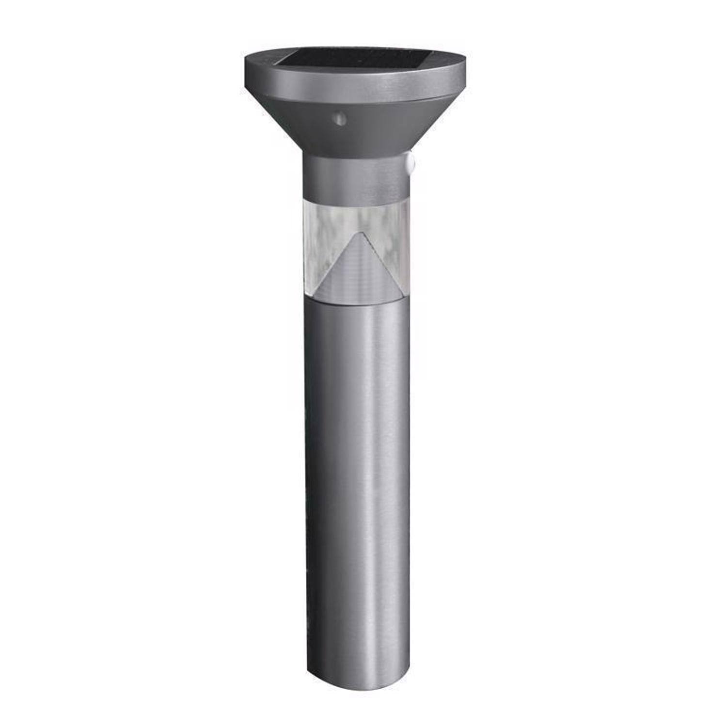 Front. FEIT ELECTRIC - Feit OneSync Brushed Nickel Solar Powered 40 W LED Bollard Light 1 pk.