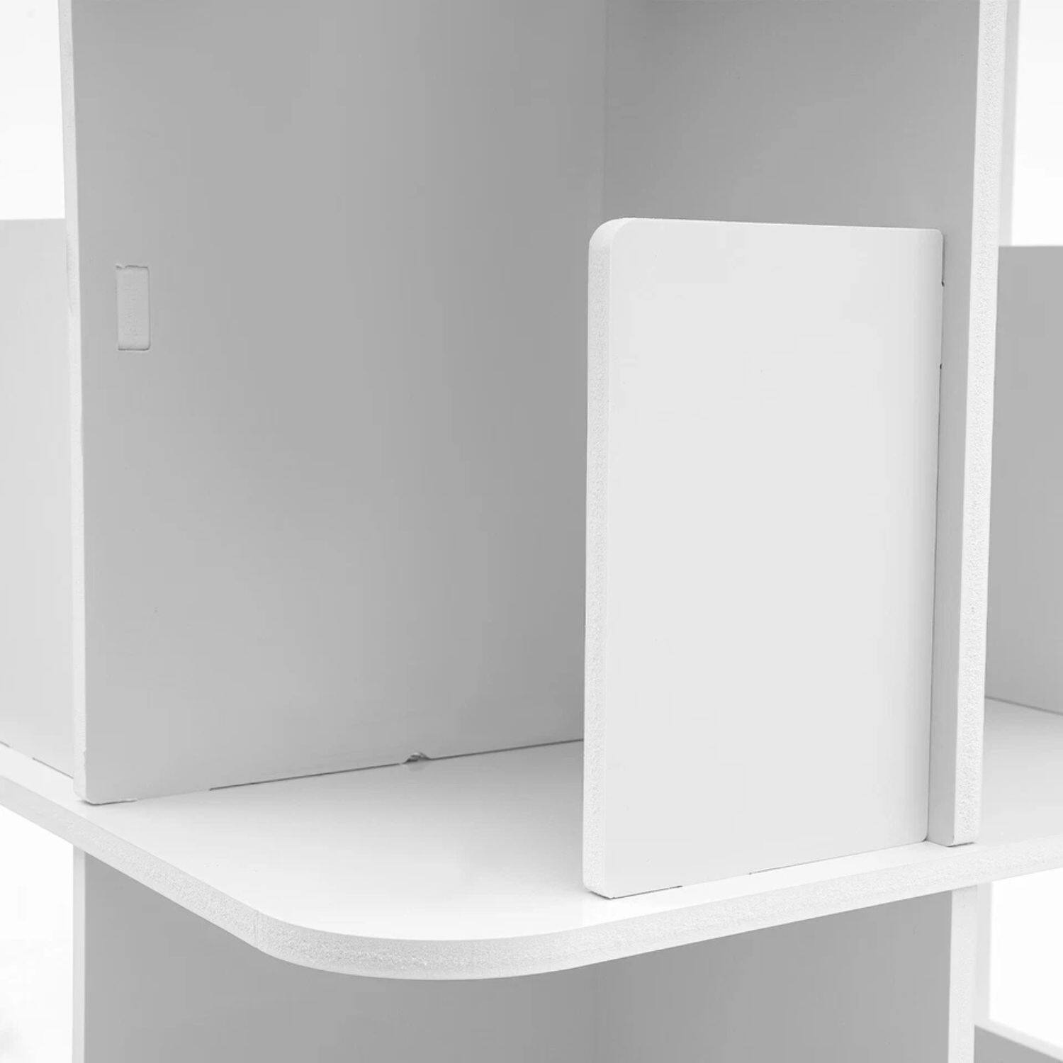 Left. Home Collection - 360° Rotating 3-Tier Bookshelf – Small Corner Standing Bookcase - White.