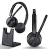 Front. TREBLAB - C7-Pro Wireless Bluetooth Headset, 45H Playtime, Type-C Fast Charging, IPX4 Waterproof, Wireless Headset for Work, Calls - Black.