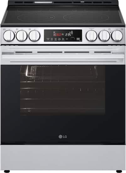 LG - 30-in Wide 6.3 Cu. Ft. Slide-In Electric True Convection Smart Range with 5 Elements, Air Fry and Flex Control Knobs - Stainless Steel