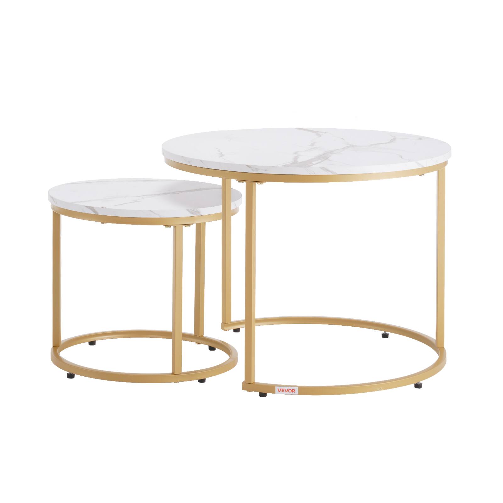 Alt View 5. VEVOR - Nesting Coffee Table Set of 2, 23.6 in Round Coffee Table, Nesting Tables for Small Place, Vintage End Side Tables - White.