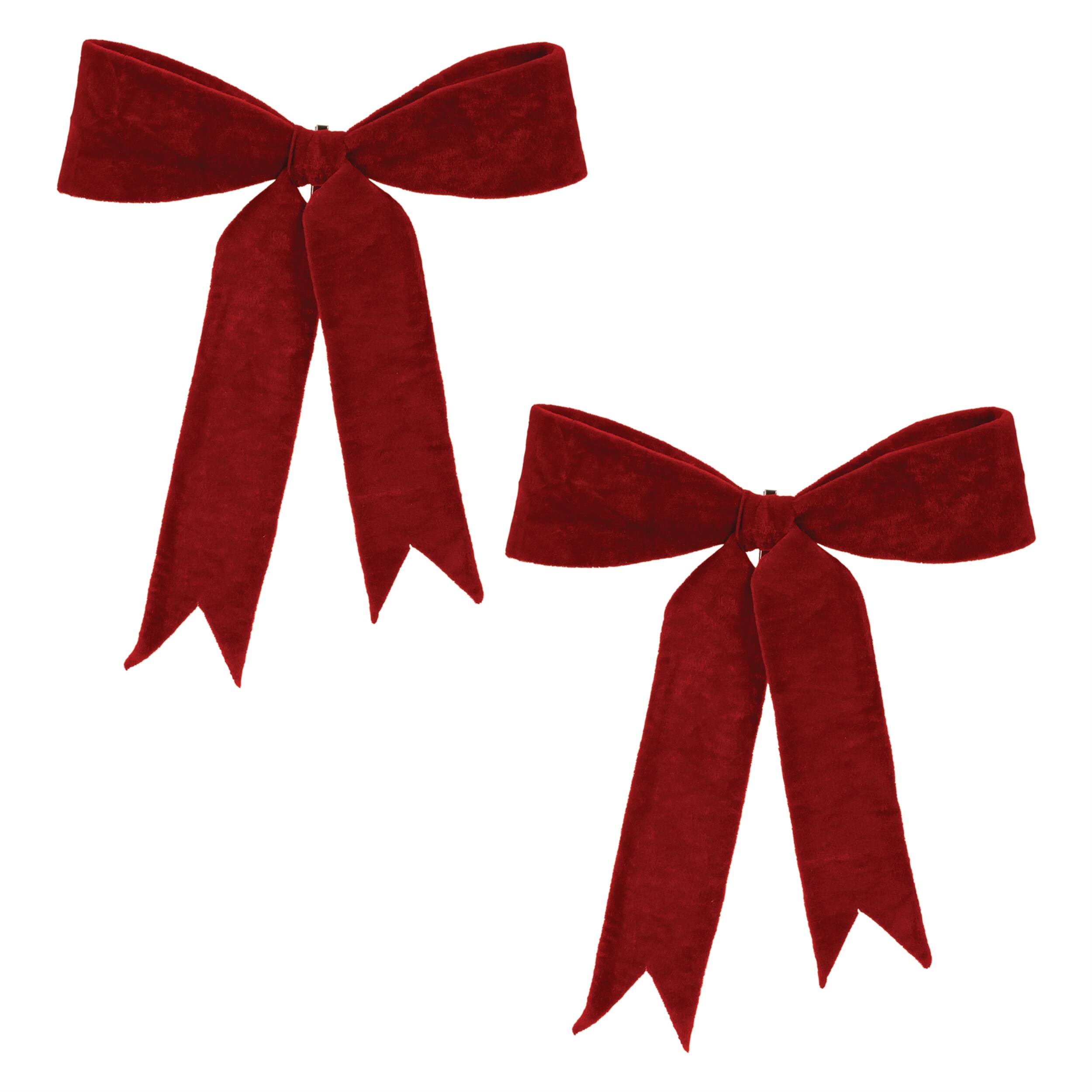 Angle. BreeBe - Red Wired Holiday Bow (Set of 2) - Red.