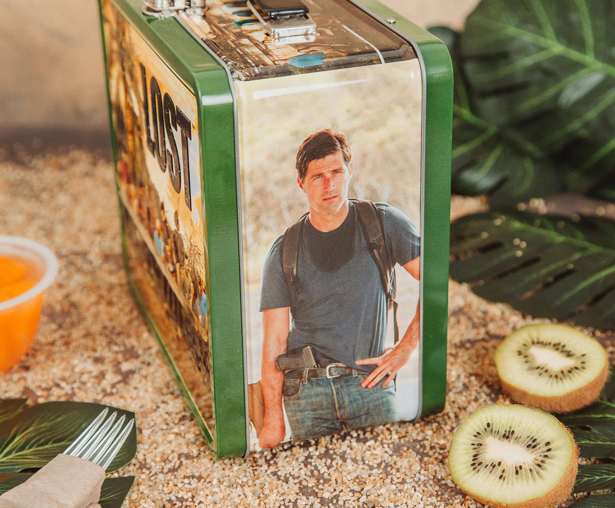 Alt View 2. Toynk - LOST Cast Metal Tin Lunch Box Tote | 8 x 7 x 4 Inches - Green.