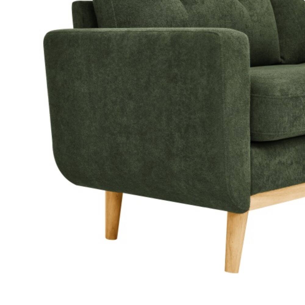 Alt View 2. LUCKY ONE - 67.7" Mid-Century Upholstered Tufted Loveseat Sofa Solid Wood Legs 2-Seater - Antique Green.