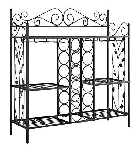 Alt View 1. Kings Brand Furniture - Kings Brand Furniture - Metal Console Table Wine Rack, Liquor Bar Cabinet with Glass Holder - Black.