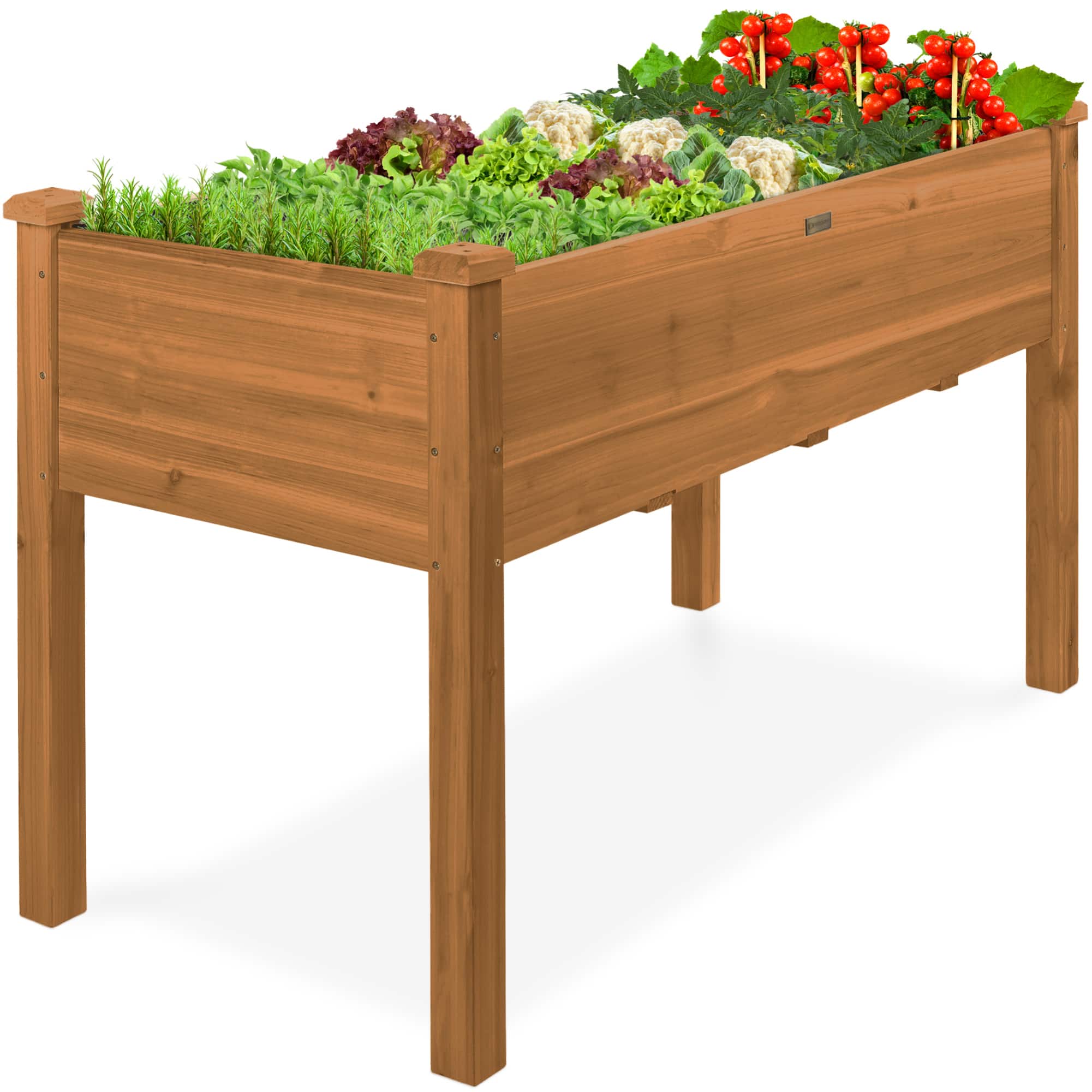Best Choice Products - 48x24x30in Raised Garden Bed, Elevated Wooden Planter for Yard w/ Foot Caps, Liner - Acorn Brown