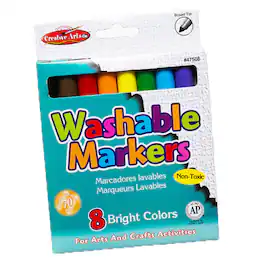 Charles Leonard - Creative Arts Washable Markers Broad Tip Colors Pack of 8 - Assorted