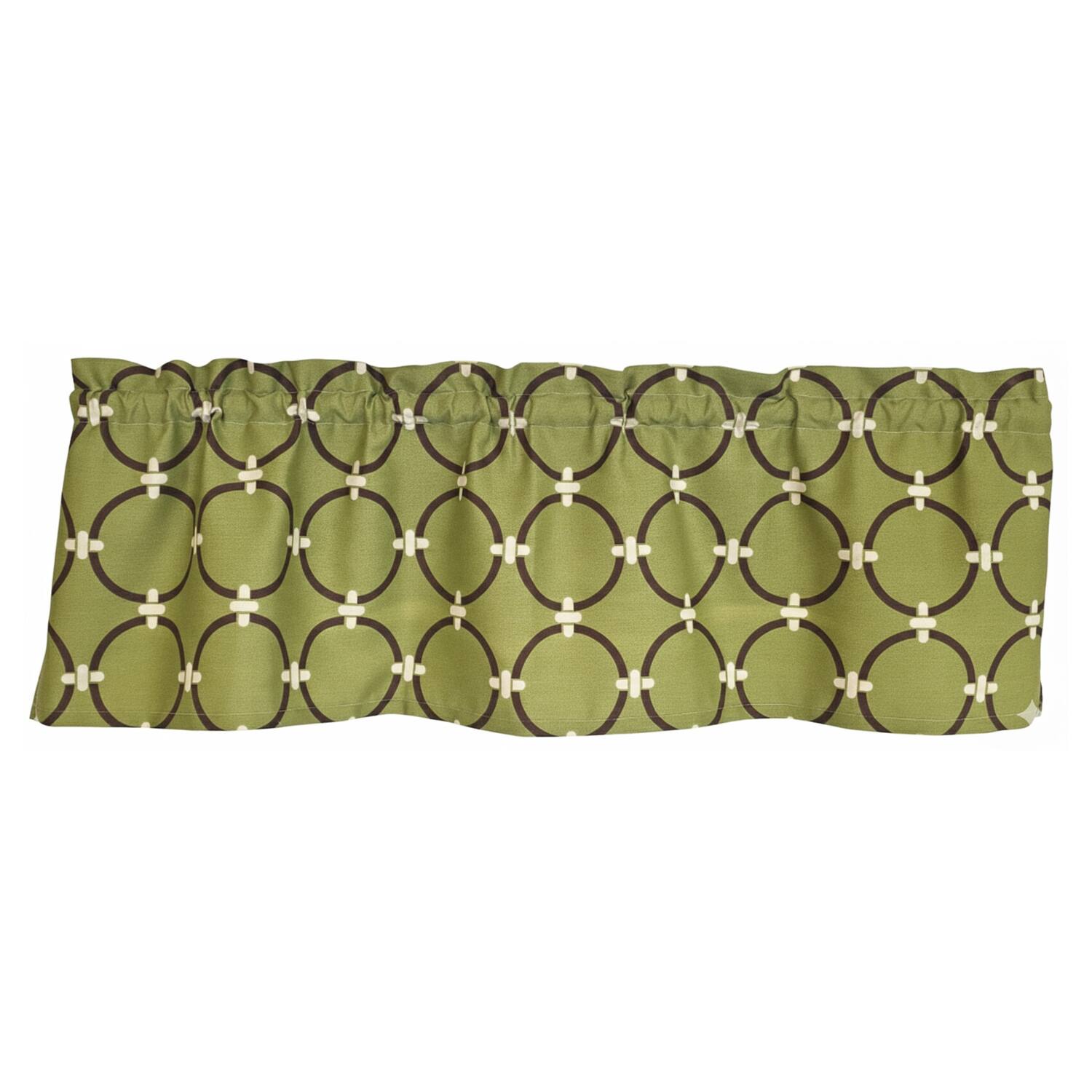 Left. RLF Home - RLF Home 100% Cotton High Quality Rings Tailored Window Valance with 1.5" Rod Pocket 50" W X 12" L Green - Green.