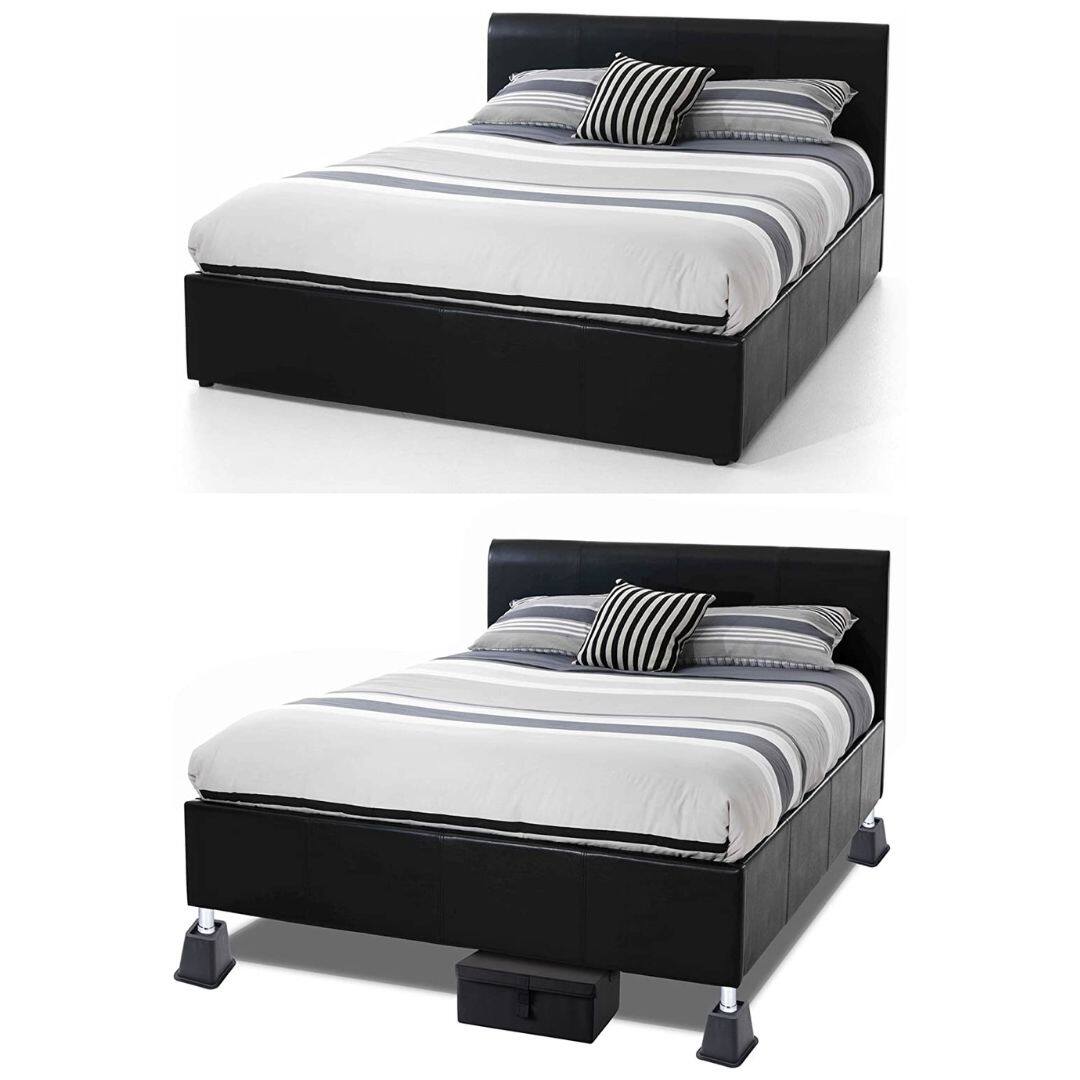 Left. Home It - 5 to 6-inch Super Quality Bed and Furniture Risers 4-pack in Black - Black.