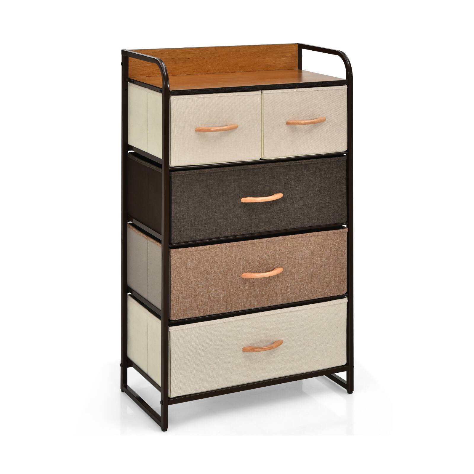 Front. Ecooso - 4-Tier Dresser Storage Cabinet Organizer Tower with Steel Frame Wooden Top and 5 Drawers - Multicolor.