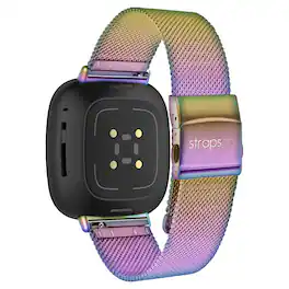 StrapsCo - Pro Mesh Strap Stainless Steel Watch Band For Fitbit Versa 4 (Medium-Long) - Opal