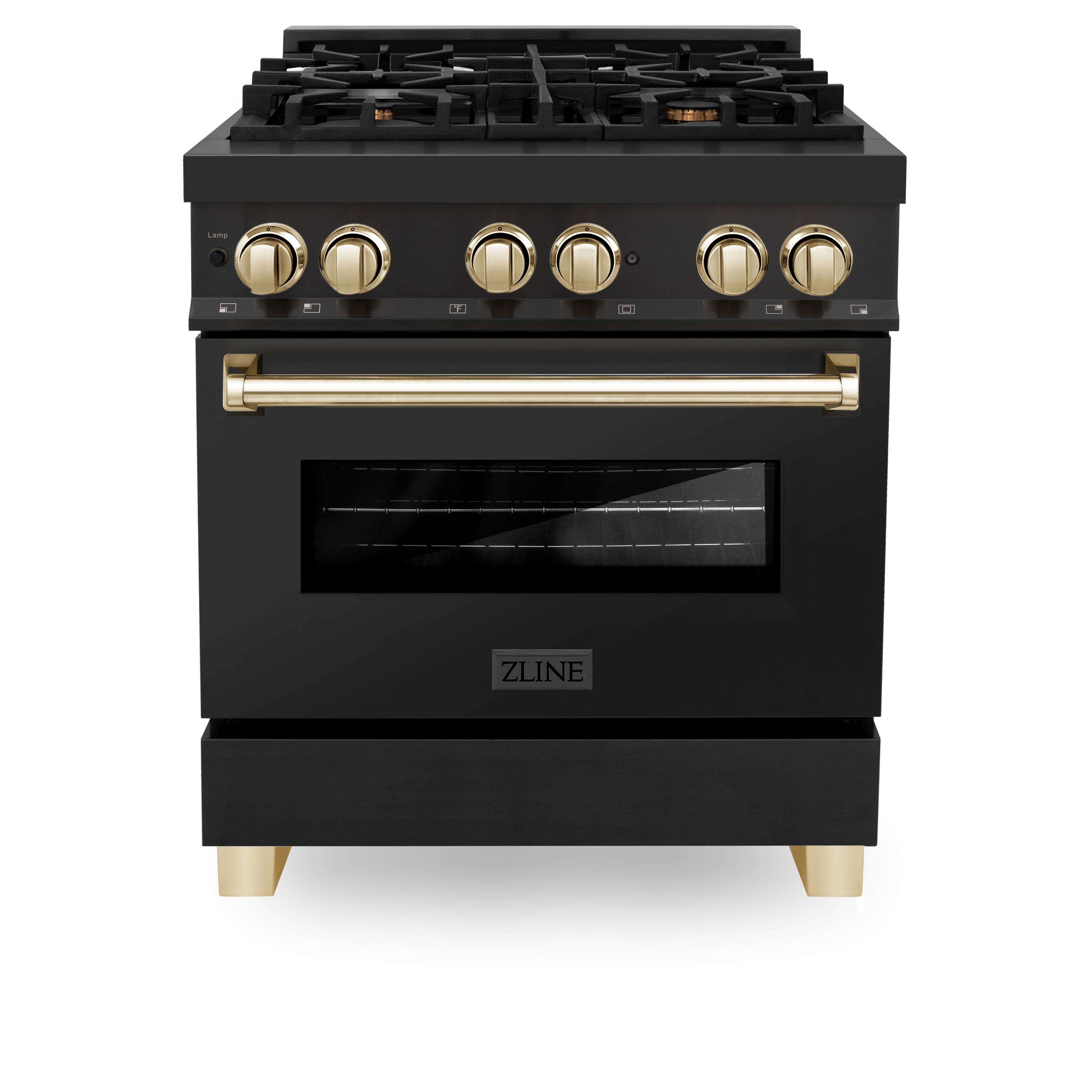 ZLINE - Autograph 30" Legacy Dual Fuel Range with Gold Accents (RABZ-30-G) - Black