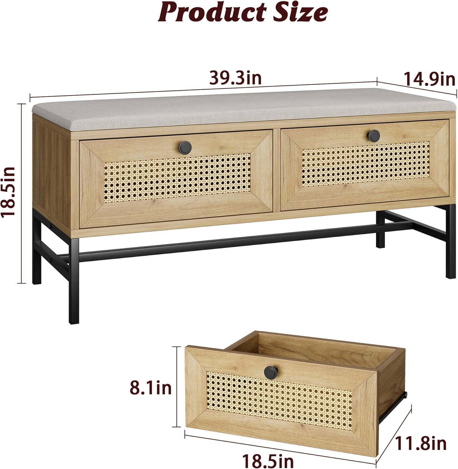 Product Size  
39.3in x 14.9in x 18.5in x 8.1in x 18.5in x 11.8in