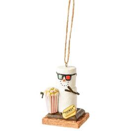 Ganz - Smores Movie Buff Marshmallow Snowman Resin Holiday Christmas Ornament 2.6 inch - White